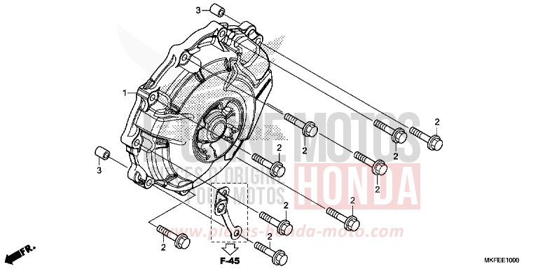 COUVERCLE DE GENERATEUR C.A. de CBR1000RR "Fireblade" MAT BALLISTIC BLACK METALLIC (NHA86) de 2019